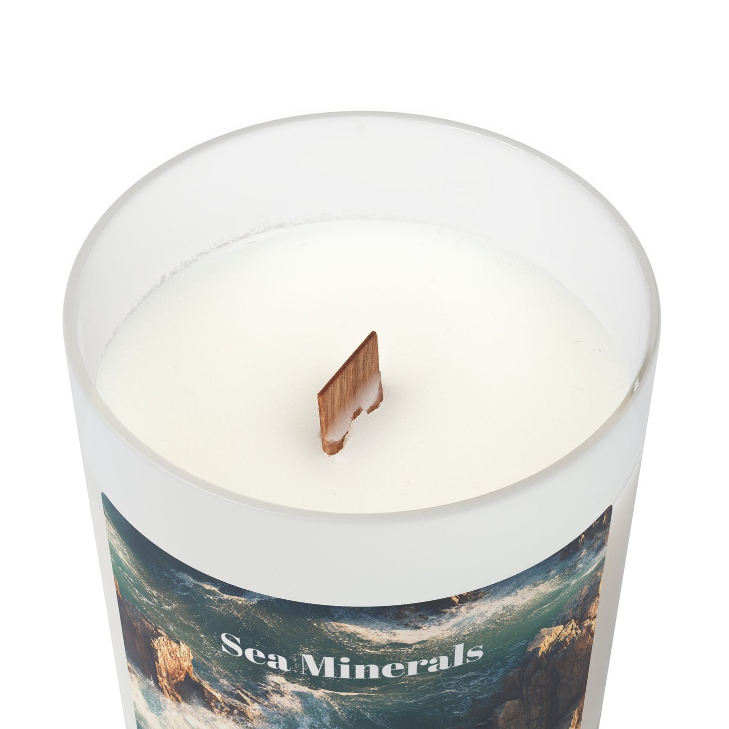 Vanilla Frosted Glass Candle – 11oz Scented Soy Candle with Wooden Lid