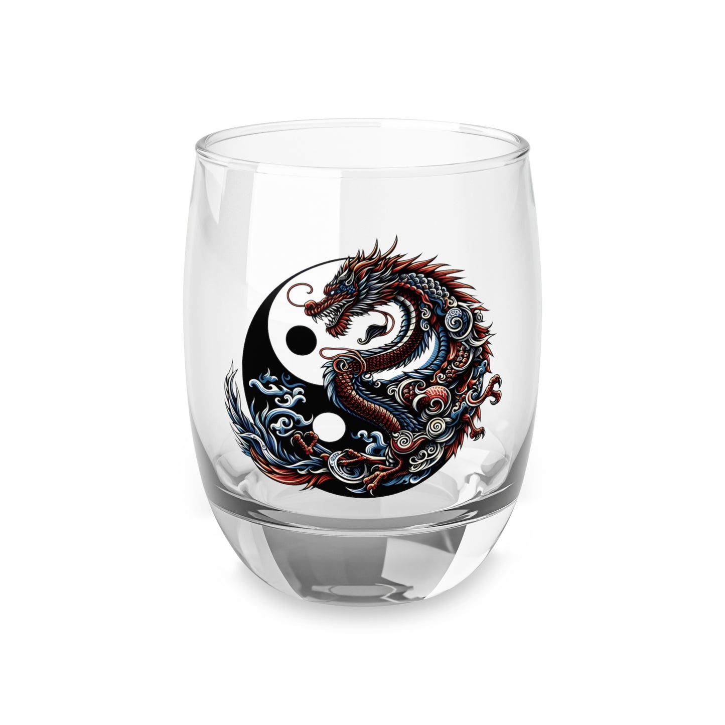 Dragon Yin-Yang Whiskey Glass 6oz — Engraved Asian Dragon Rocks Glass
