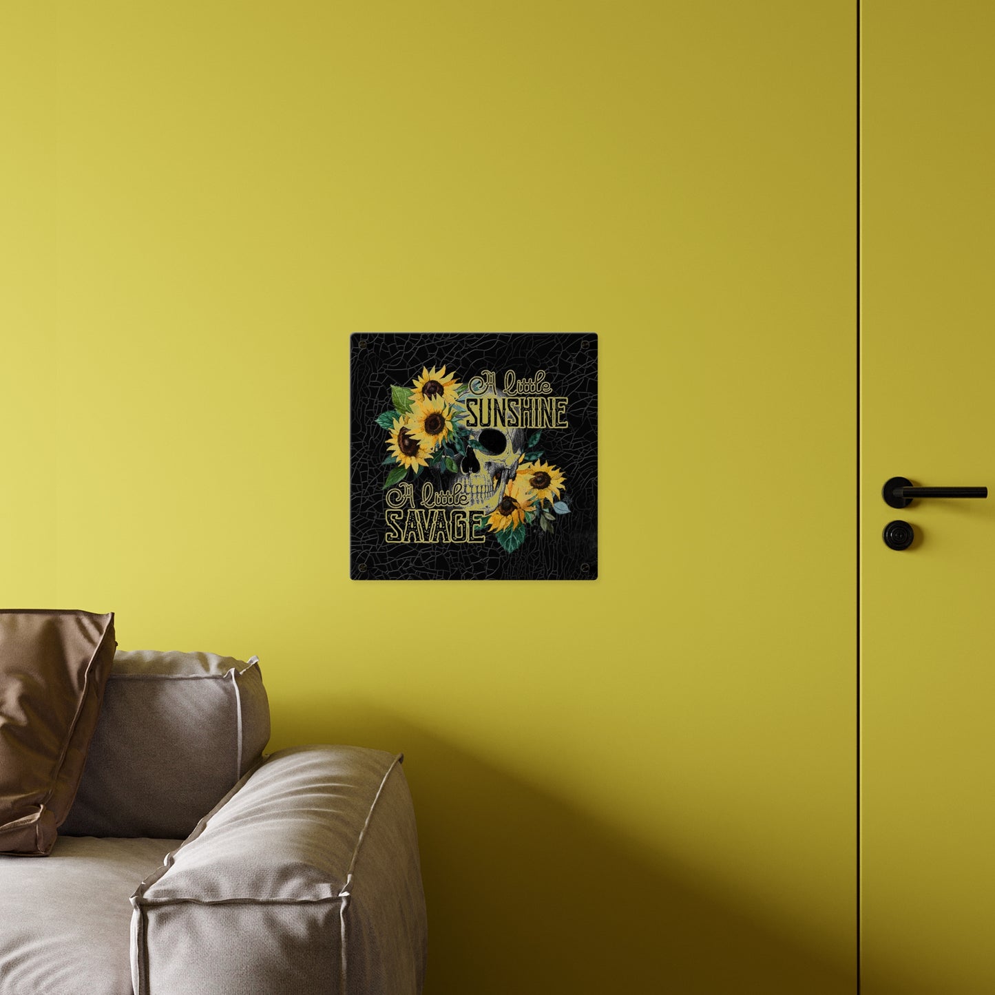 Acrylic Wall Art Panel- 'A Little Sunshine, A Little Savage' Design with Sunflowers