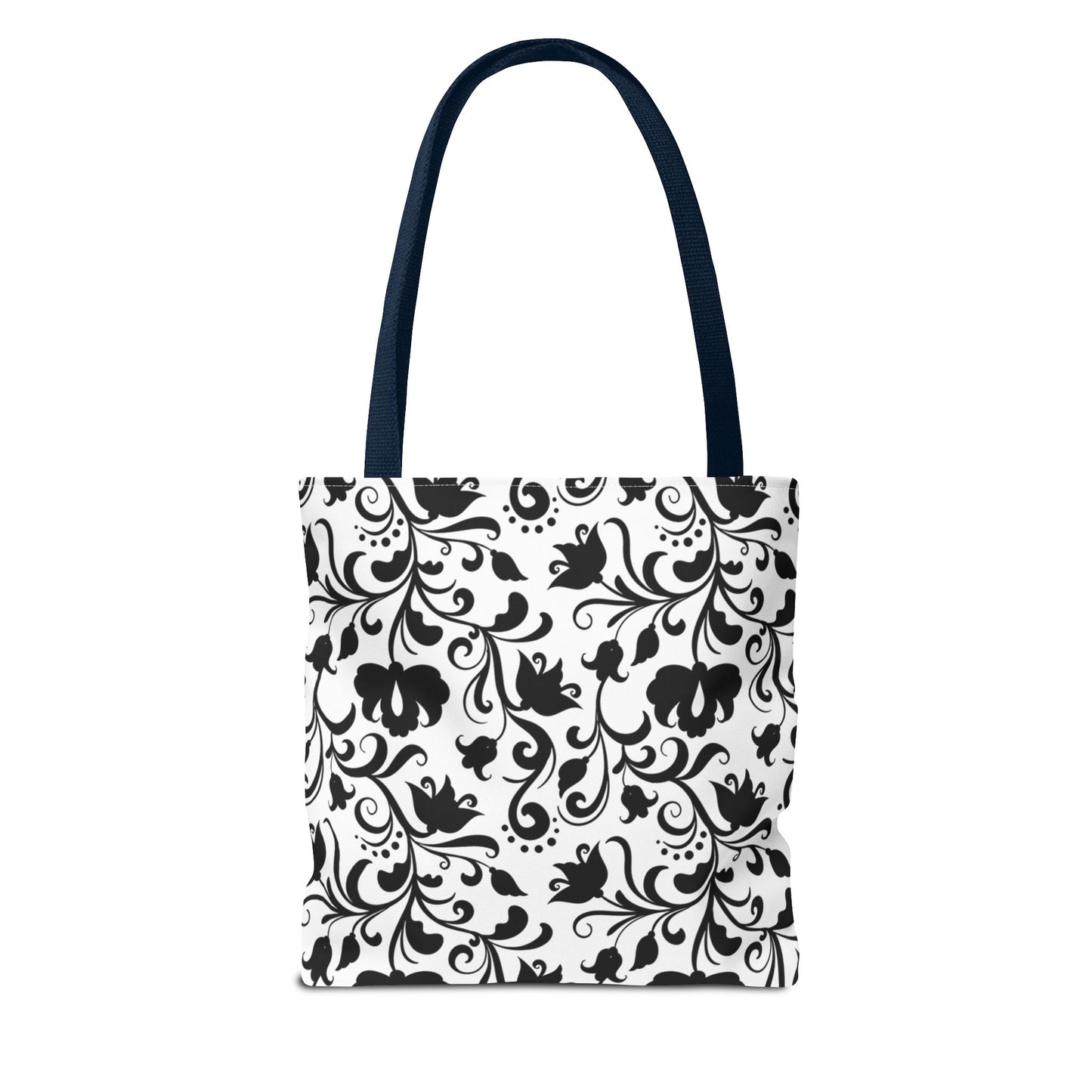 Black and White Floral Tote Bag - Stylish AOP Fashion Everyday Gift