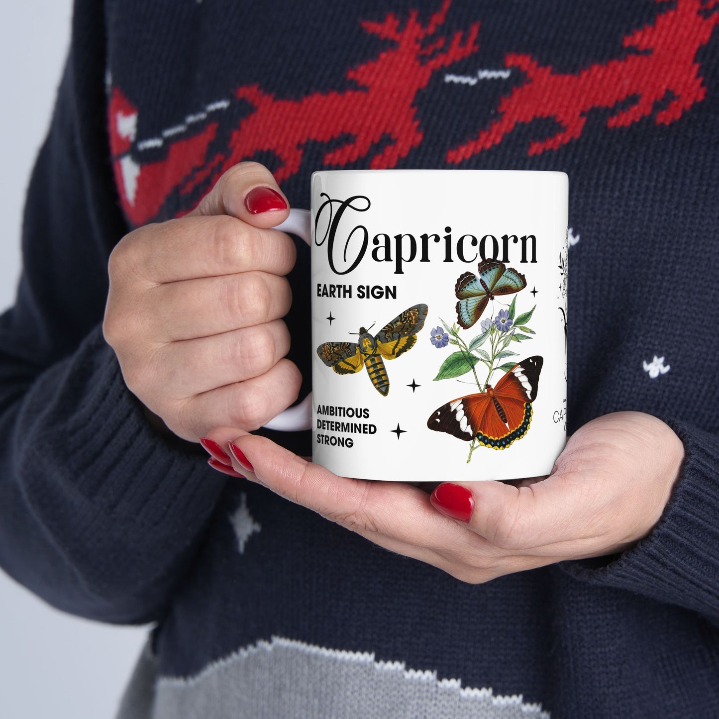 Capricorn Zodiac Floral Ceramic Mug - Horoscope Gift for Astrology Lovers