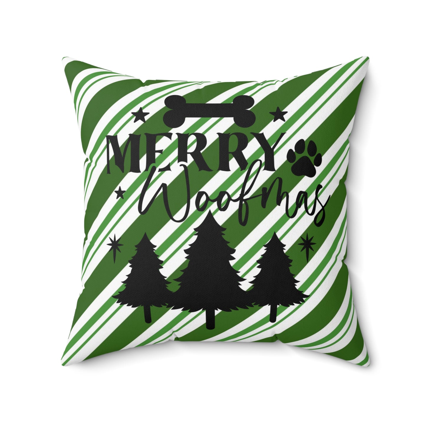 Christmas Theme Spun Polyester Square Pillow, Dog Lover's Holiday Decor for Home or Office, Dog Lovers Holiday Accent for Any Room