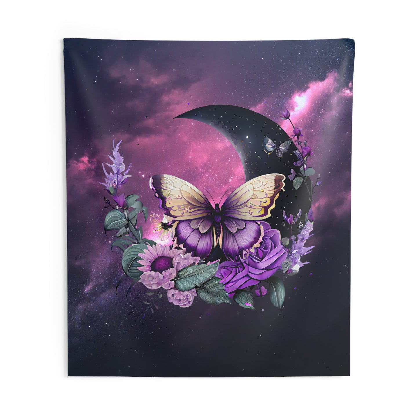 Celestial Butterfly Wall Tapestry | Boho Decor, Nature Art, Bedroom Wall Hanging, Gift for Her, Purple Tapestry