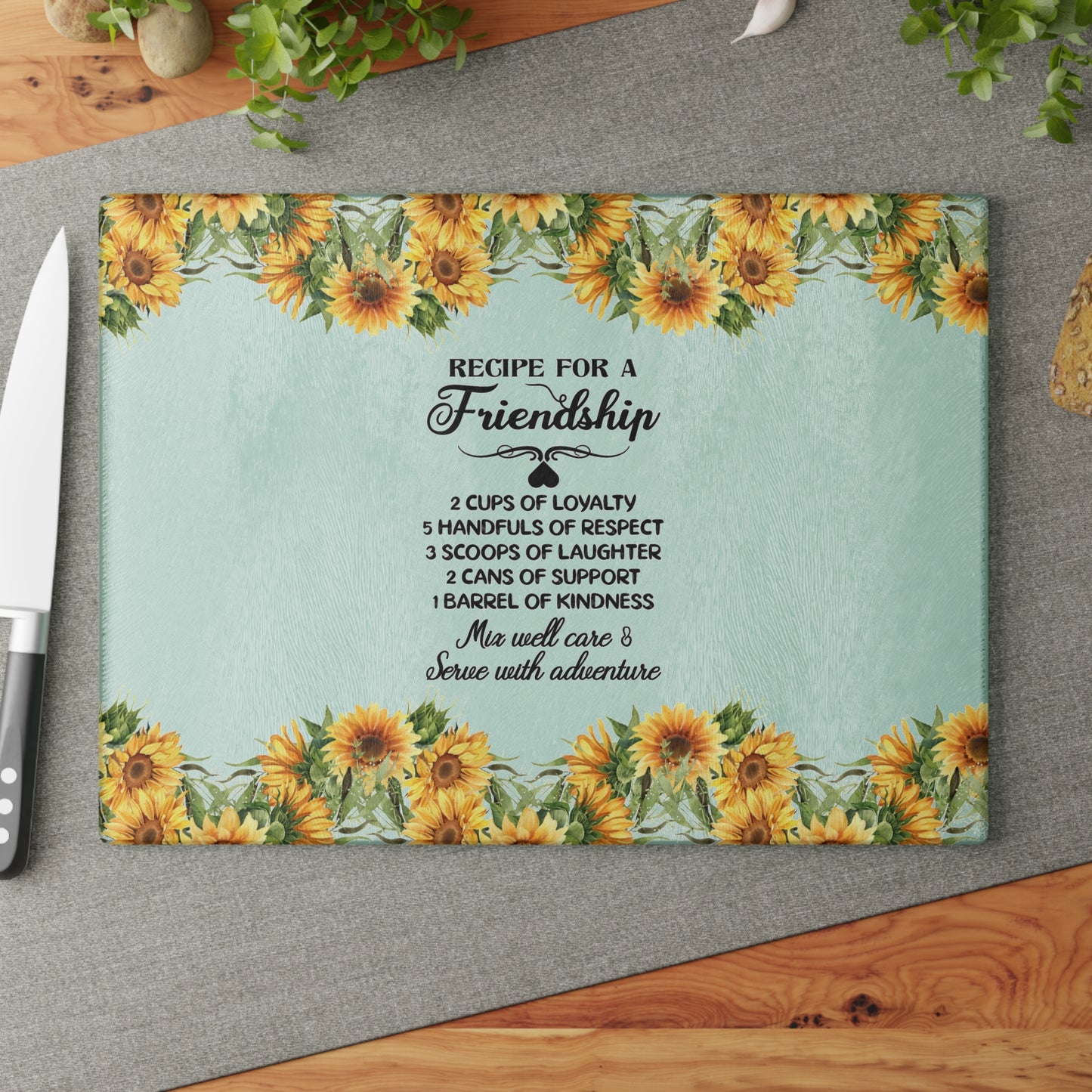 Glass Cutting Board Friendship Quote, Home Kitchen Essential, Friends Who Love To Cook, Housewarming Gift Idea, Friendship for Him or Her