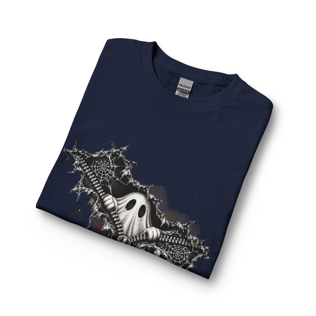Gothic Ghost Peeping Through Zipper Long Sleeve T-Shirt