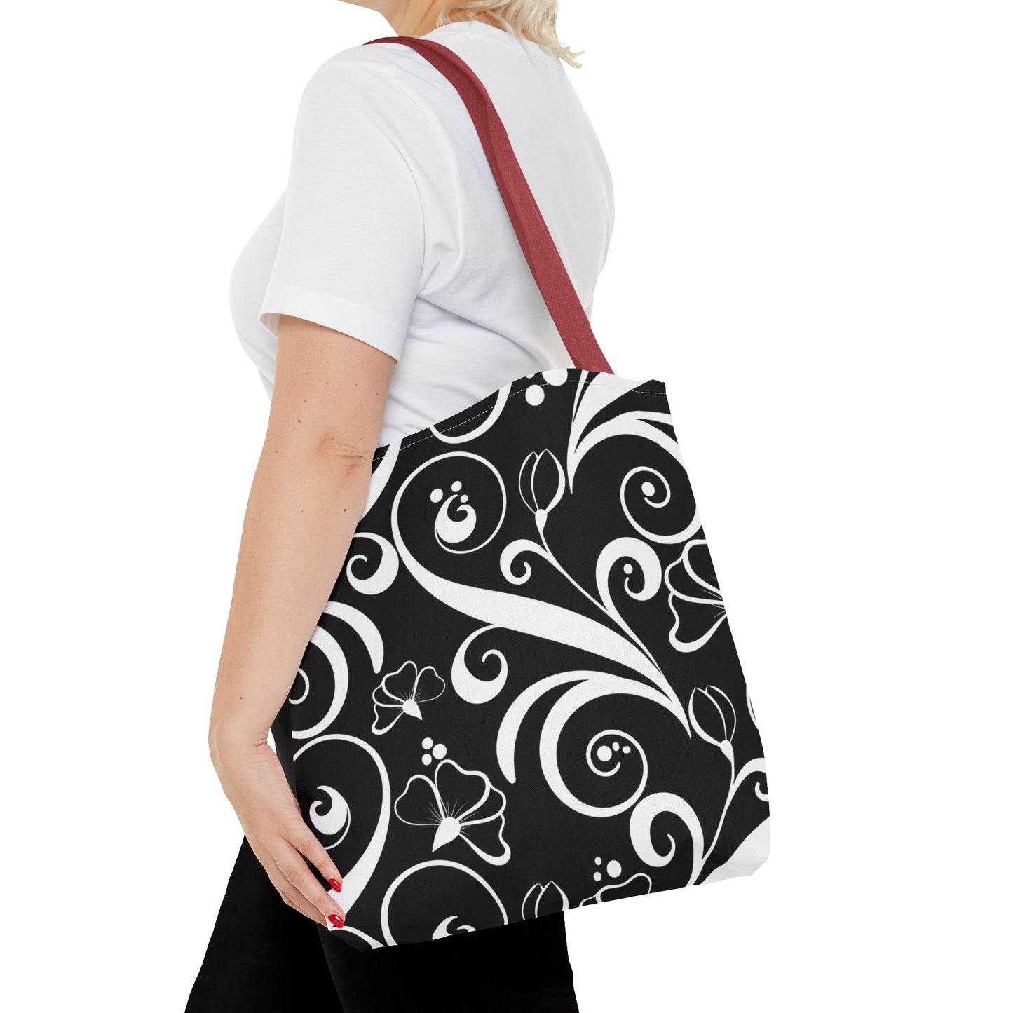 Fashionable Black and White Pattern Tote Bag (AOP), Stylish, Great Gift Idea for Birthdays, Holidays, Any Occasion for Anyone