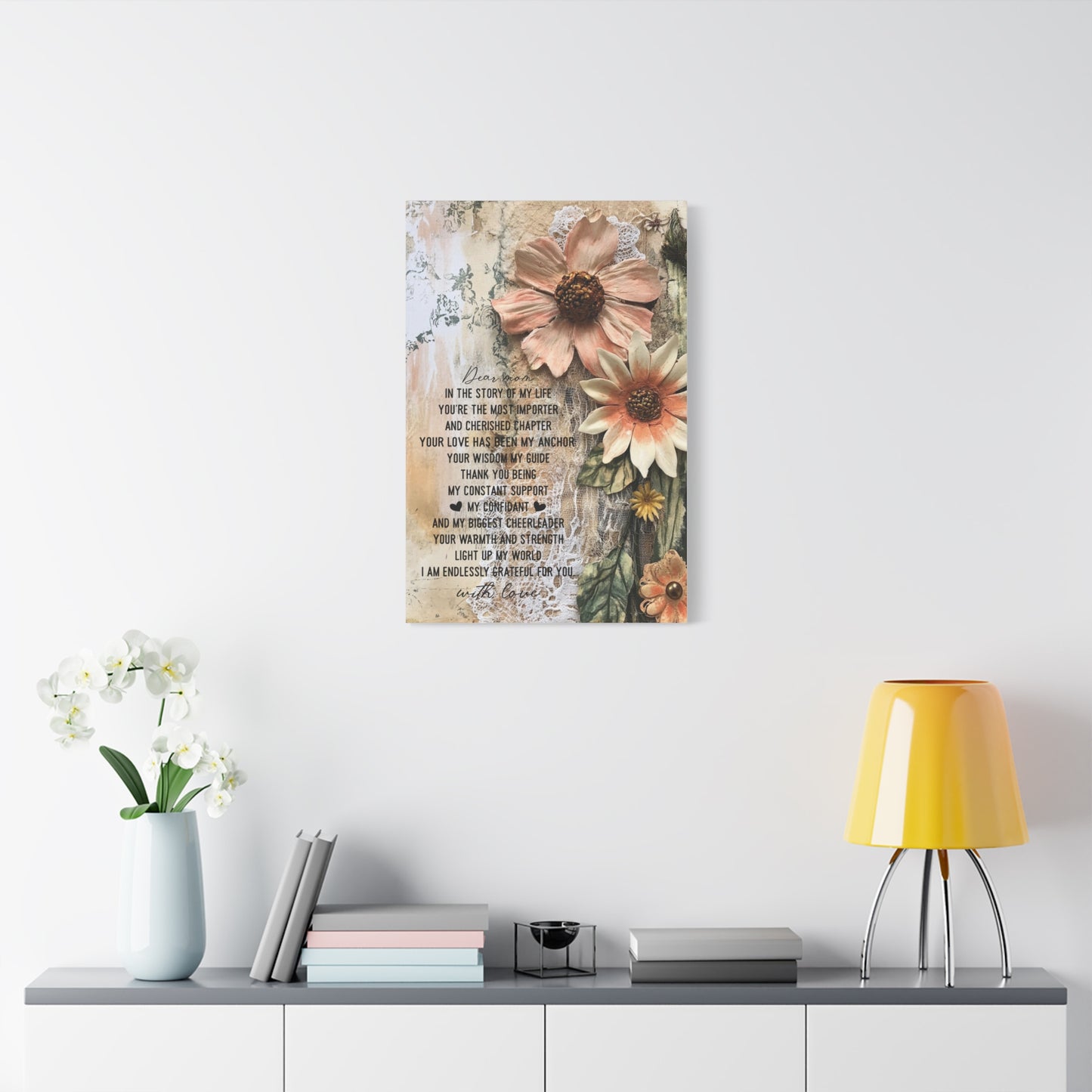 Floral Canvas Wall Art - Heartfelt Mom Appreciation Decor