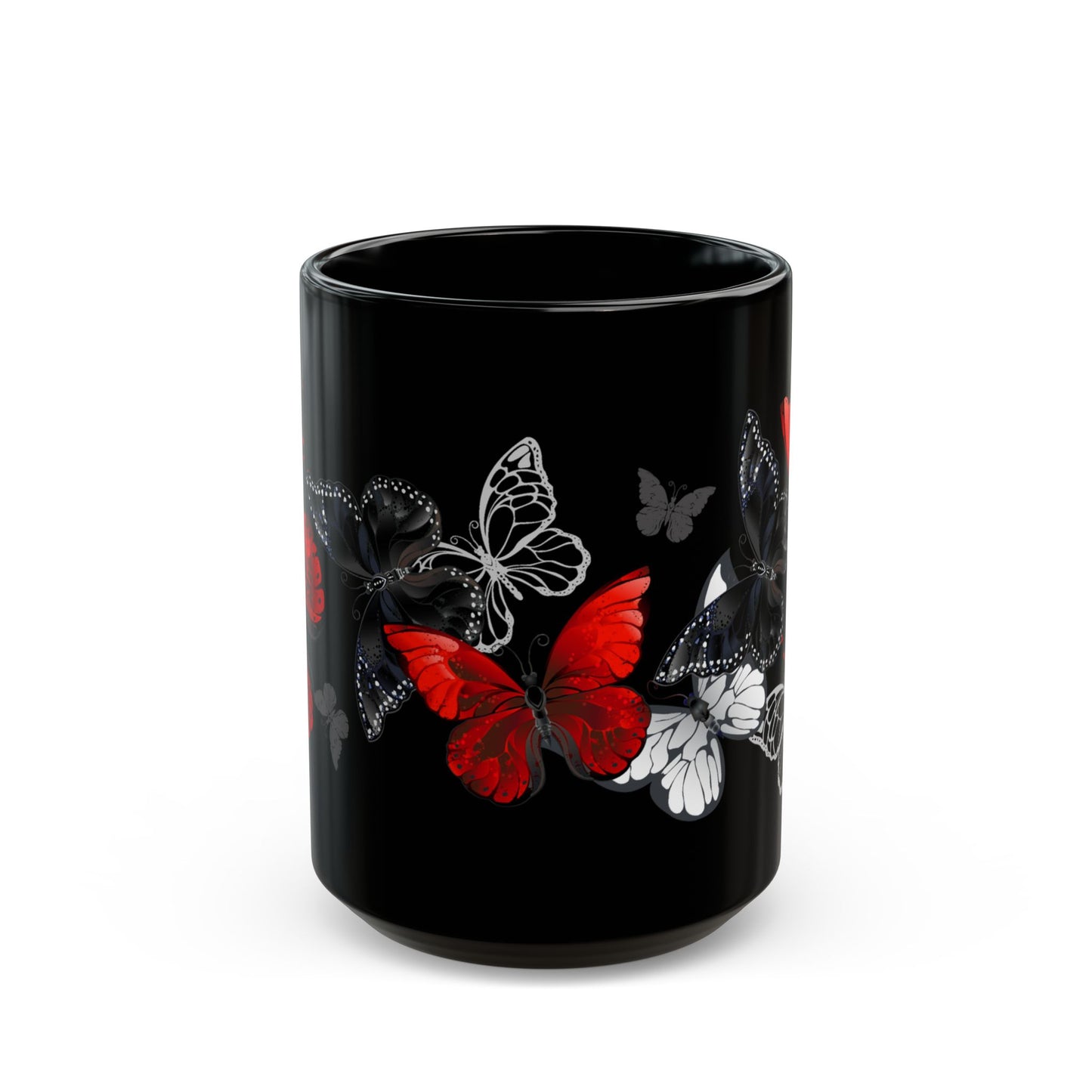 Elegant Butterfly Black Mug - 11oz & 15oz | Perfect Gift for Mothers, Nature Lovers