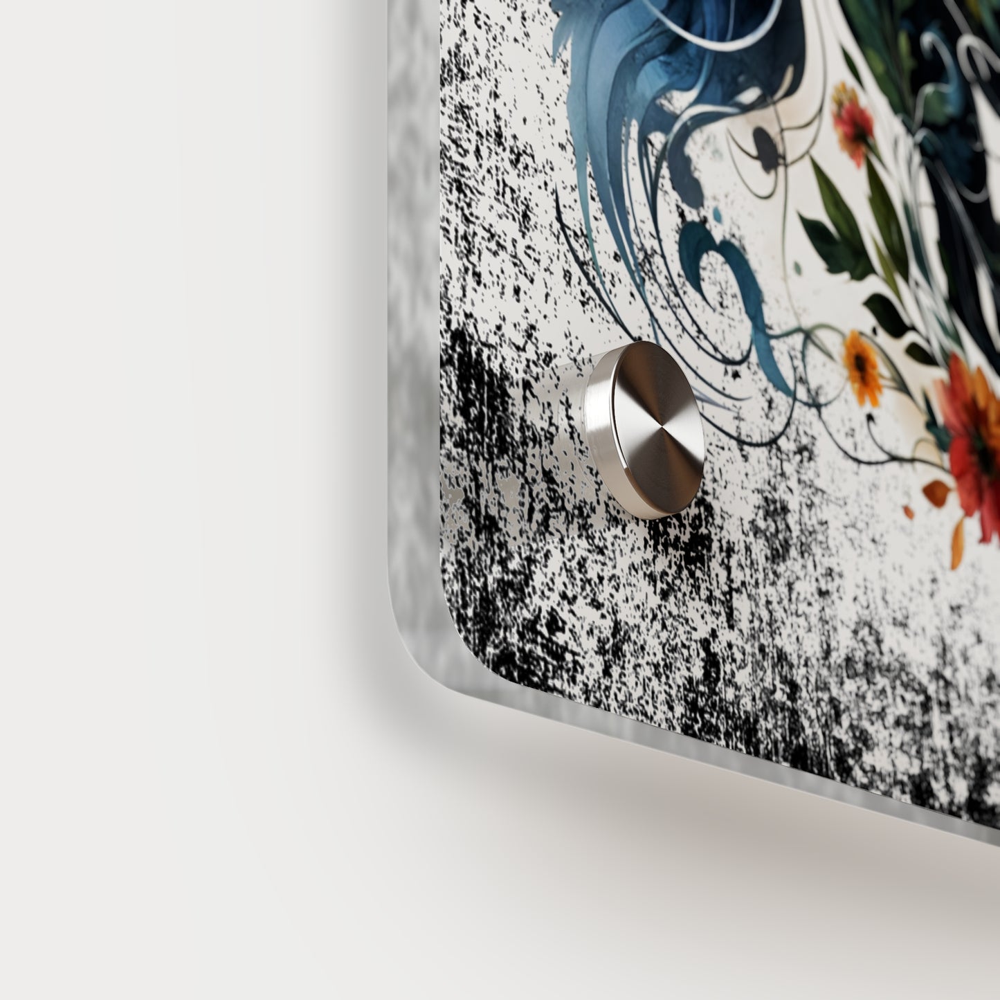 Vibrant Floral Horse Acrylic Wall Art Panel - Home Decor