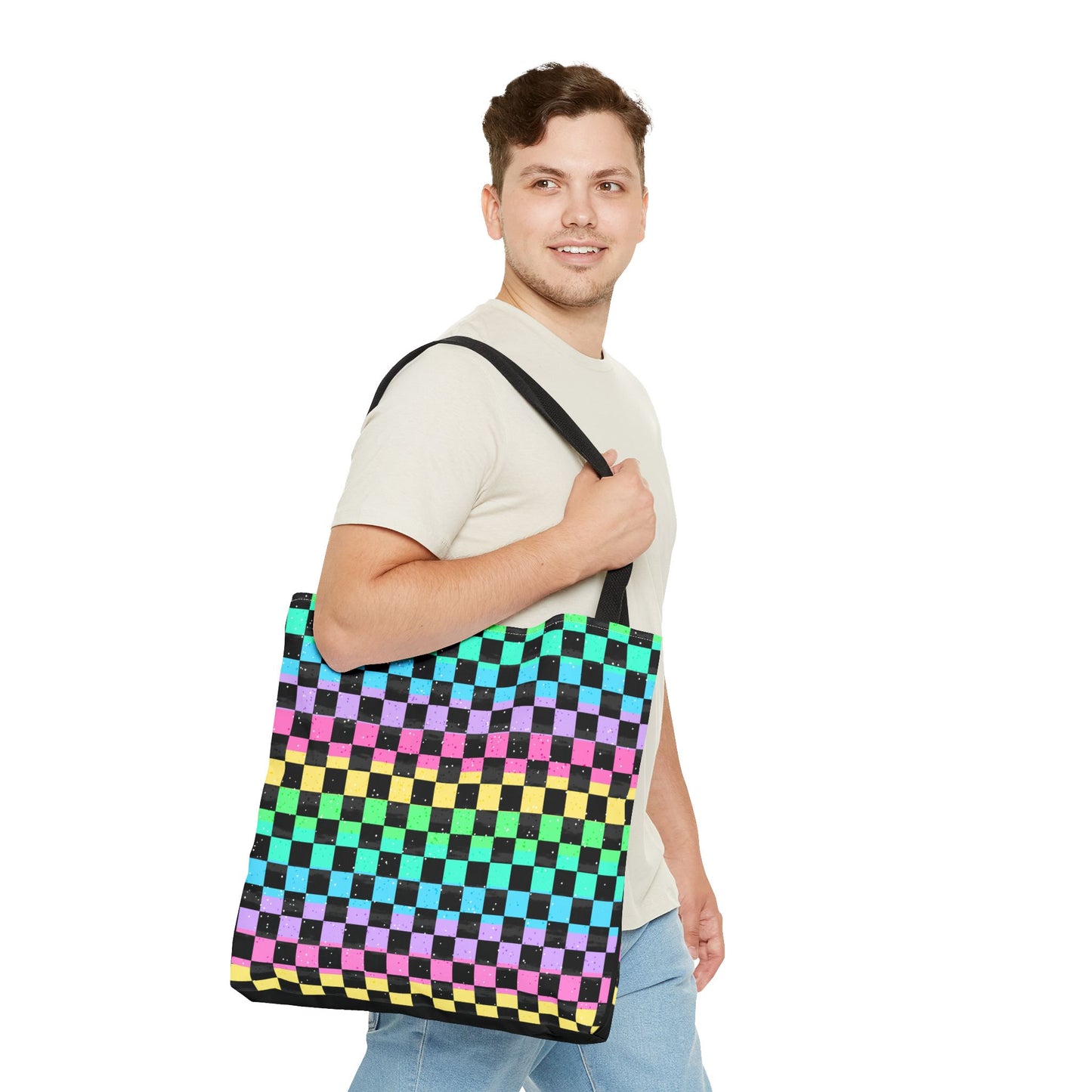 Colorful Checkerboard Tote Bag - Vibrant Reusable Shopping Bag, Eco-Friendly Gift, Summer Beach Accessory, Fashionable Everyday Tote