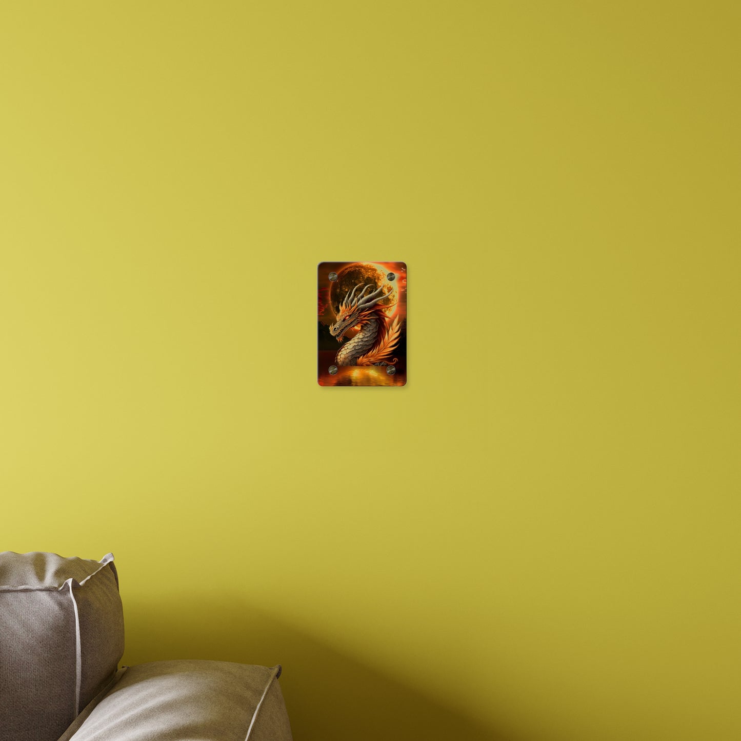 Gothic Theme Acrylic Wall Art Panels, Beautiful Dragon with Moon Background Decor, Accent for Any Room, Dragon Lovers, for Anyone