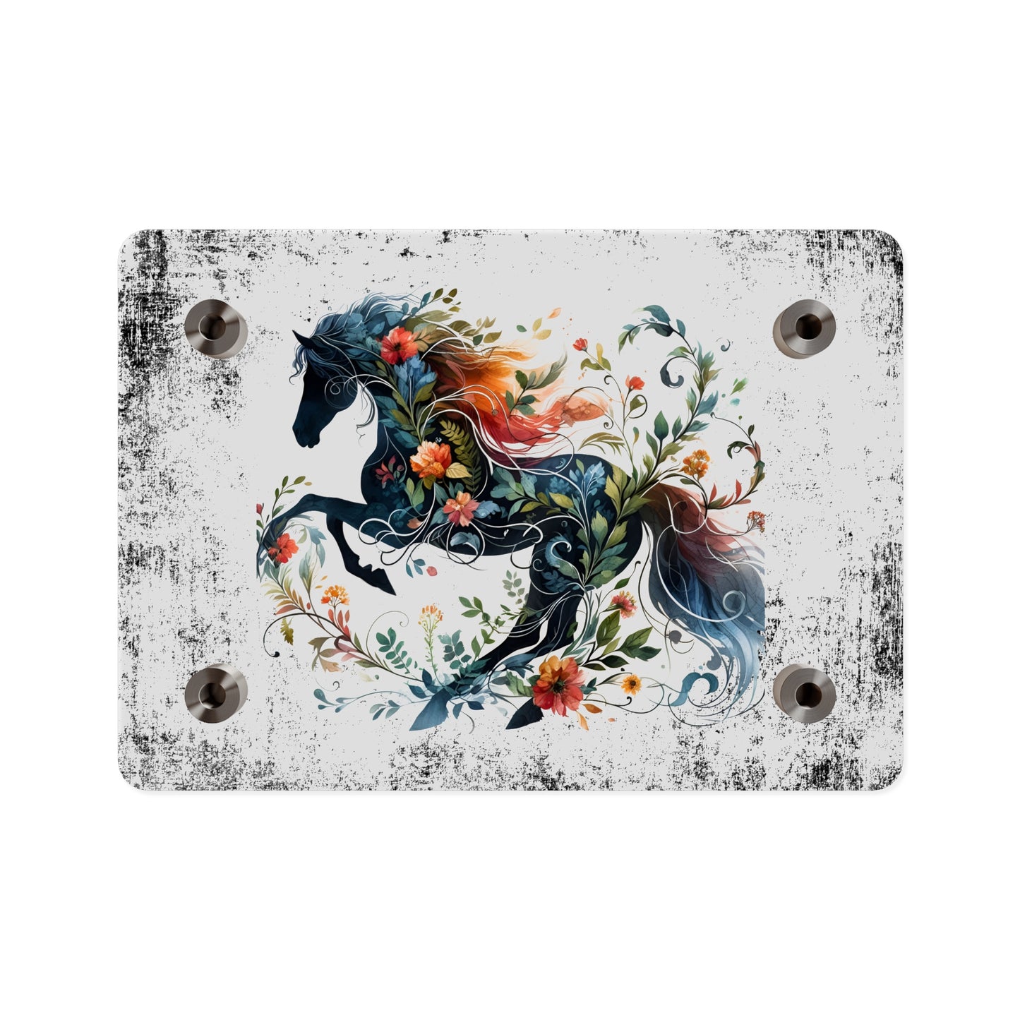 Vibrant Floral Horse Acrylic Wall Art Panel - Home Decor