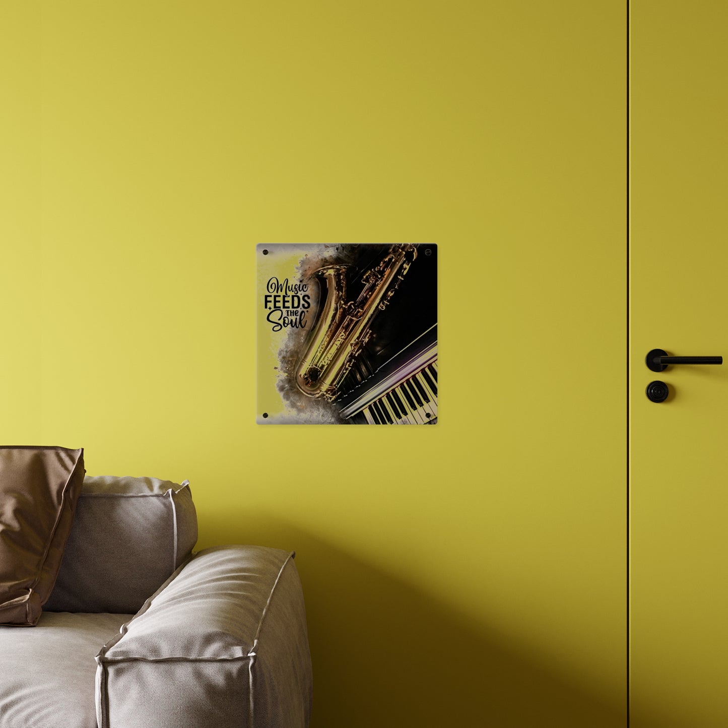 Inspirational Acrylic Wall Art Panel - "Music Feeds the Soul"