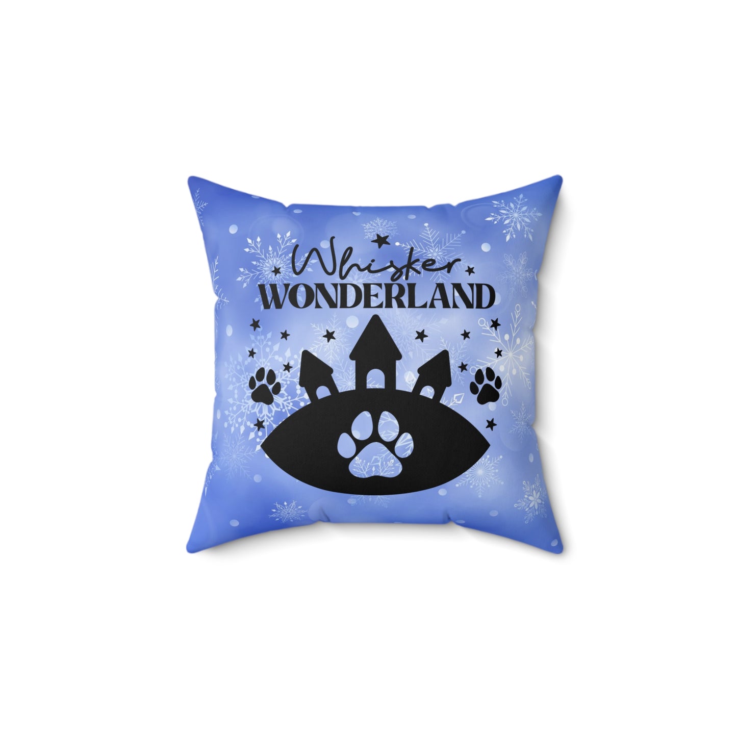 Pet Lover's Holiday Theme Spun Polyester Square Pillow, Cute Animal Holiday Quote, Beautiful Decor Pet Lover's Holiday Decor for Home or Office