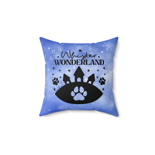 Pet Lover's Holiday Theme Spun Polyester Square Pillow, Cute Animal Holiday Quote, Beautiful Decor Pet Lover's Holiday Decor for Home or Office