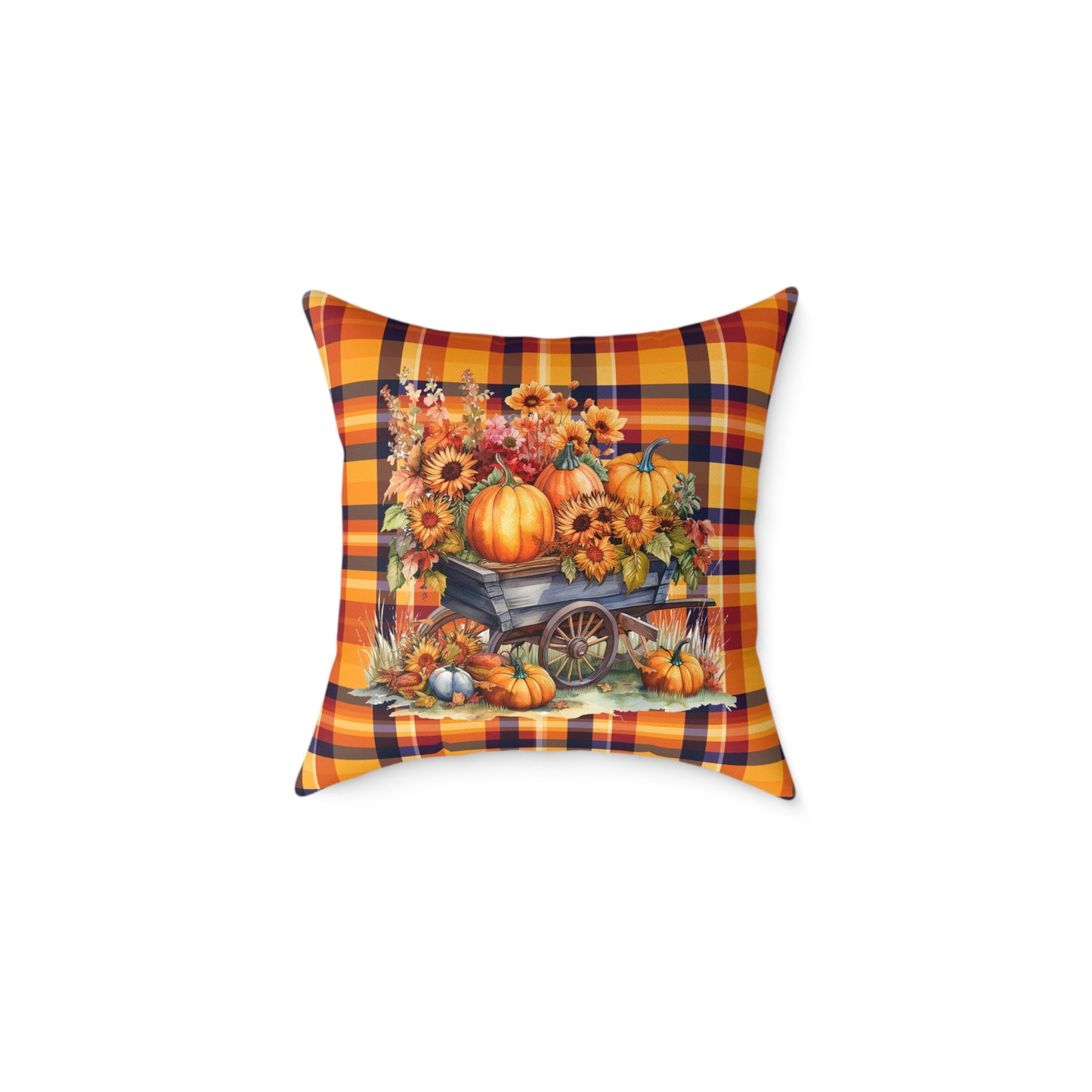 Fall Theme Square Poly Canvas Pillow, Beautiful Two-Sided Fall Theme and Fall Quote Decor for Home or Office, Stylish Accent for Any Room