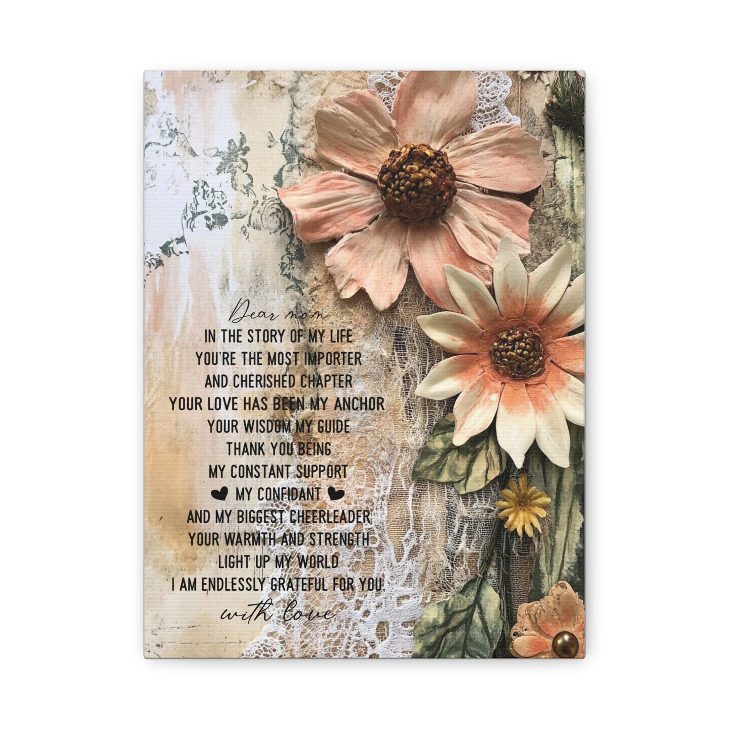 Floral Canvas Wall Art - Heartfelt Mom Appreciation Decor