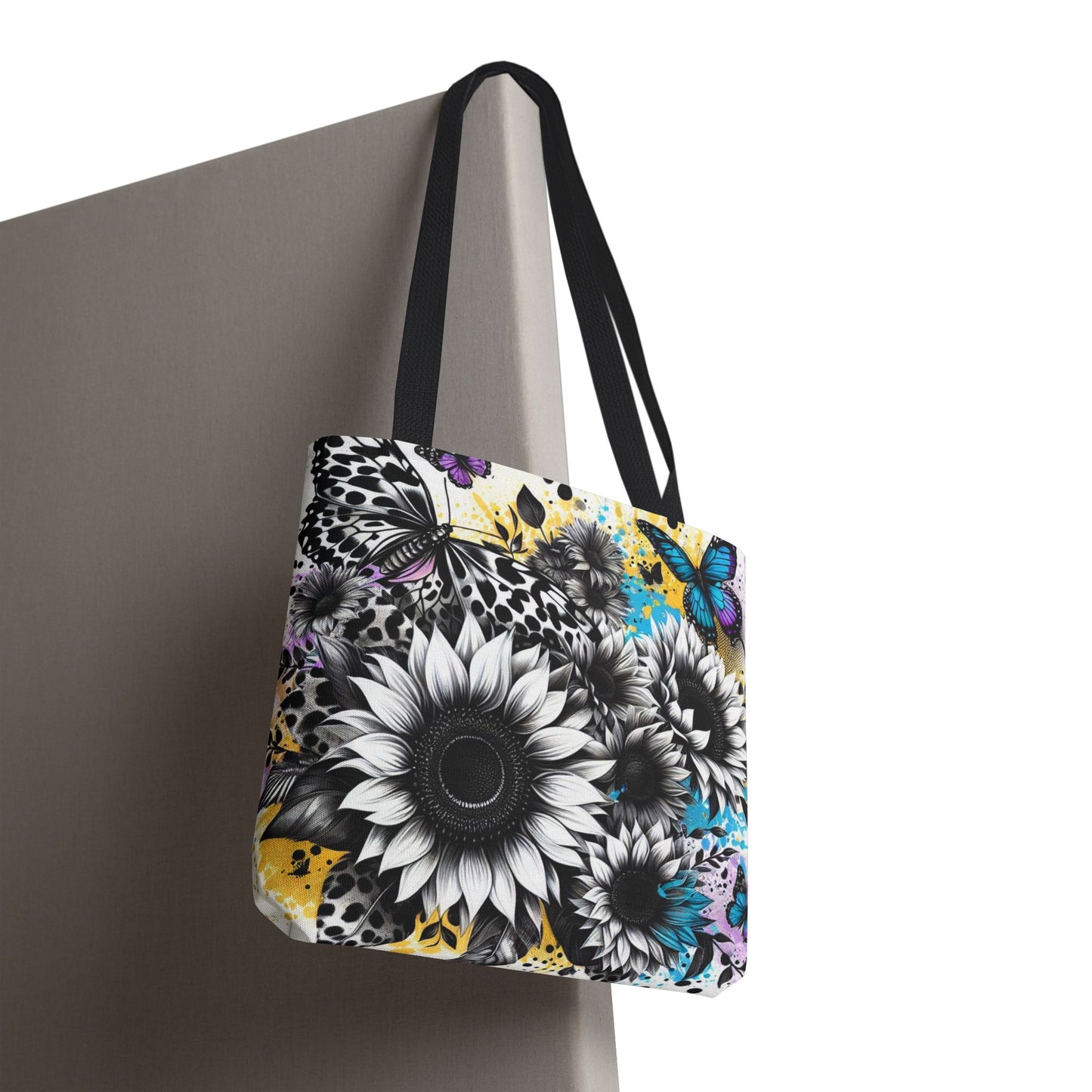 Sunflower & Butterflies Tote Bag — Color Splash Floral All-Over Print