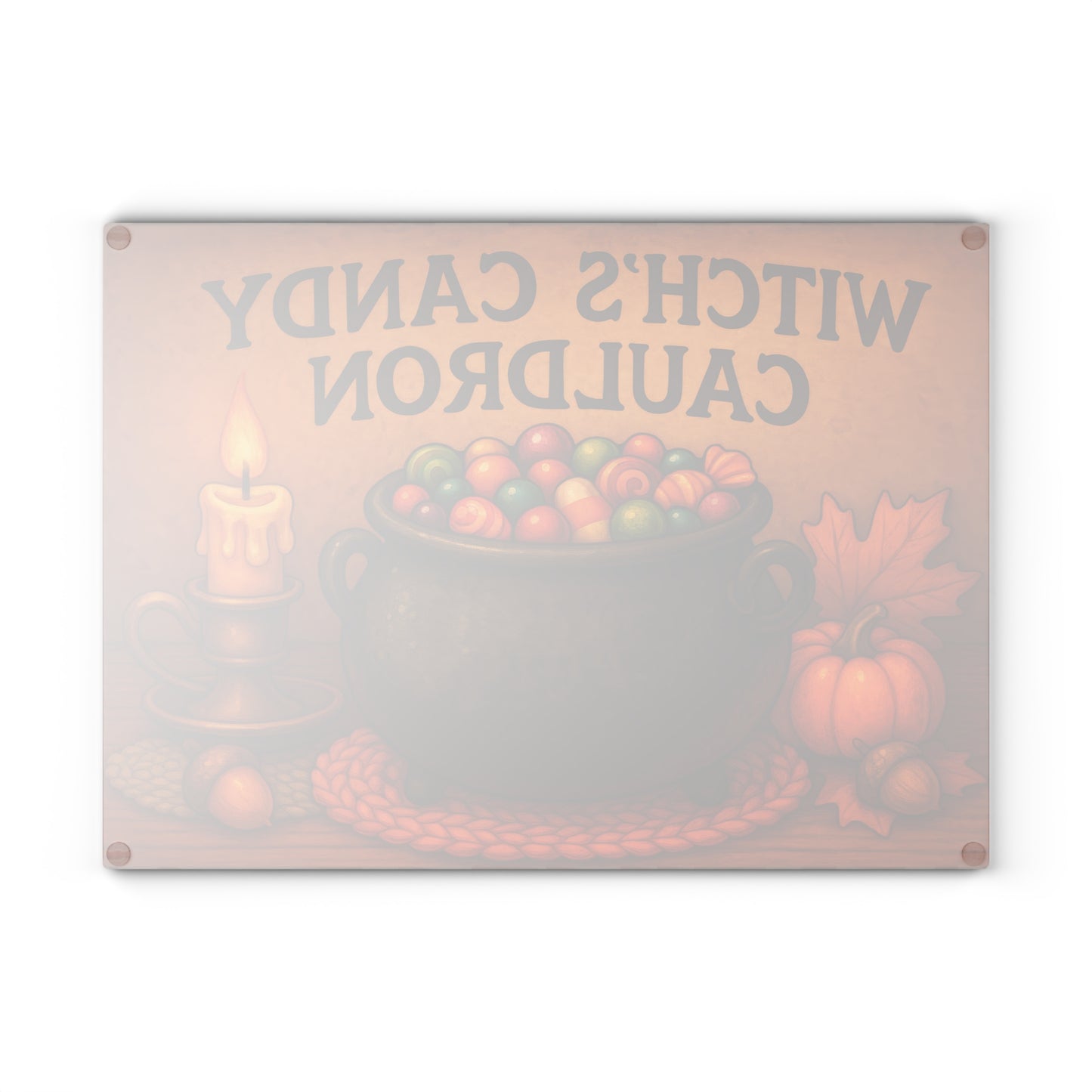 Witch's Candy Cauldron Glass Cutting Board