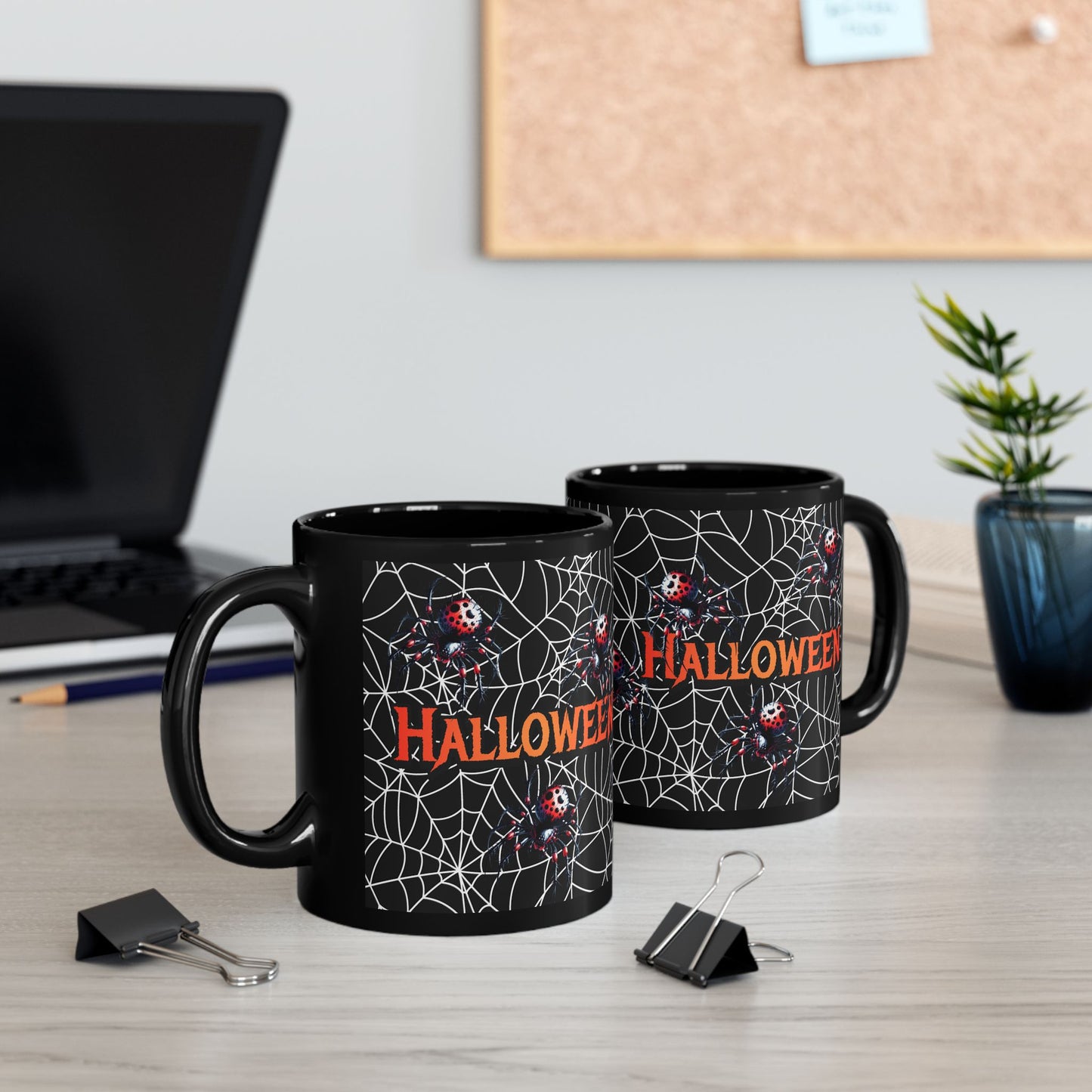 Halloween Spider Mug, Spooky Coffee Cup, Black Mug for Halloween, Halloween Decor, Fun Gift for Halloween Lovers, Unique Drinkware