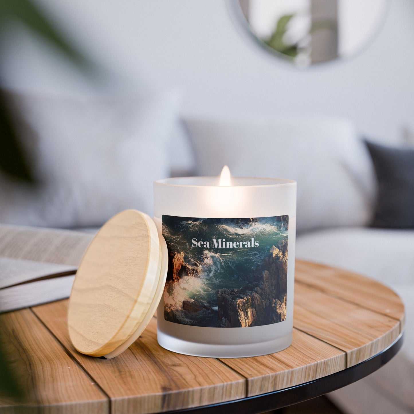 Vanilla Frosted Glass Candle – 11oz Scented Soy Candle with Wooden Lid