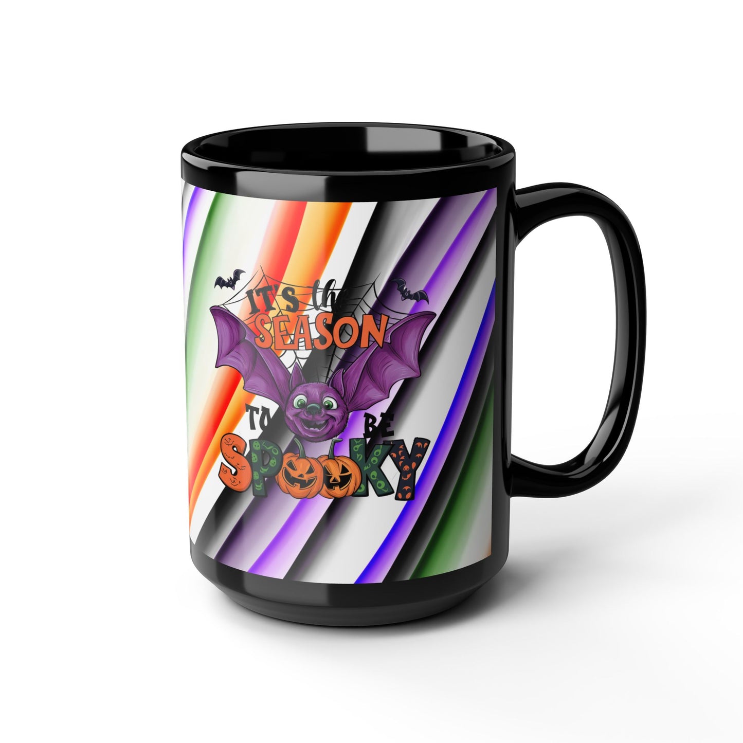 Halloween Theme Black Mug (11oz, 15oz), Cute Halloween Expession, Halloween Lovers, Coffee, Tea, Hot Chocolate Lovers, Festive Gift Idea