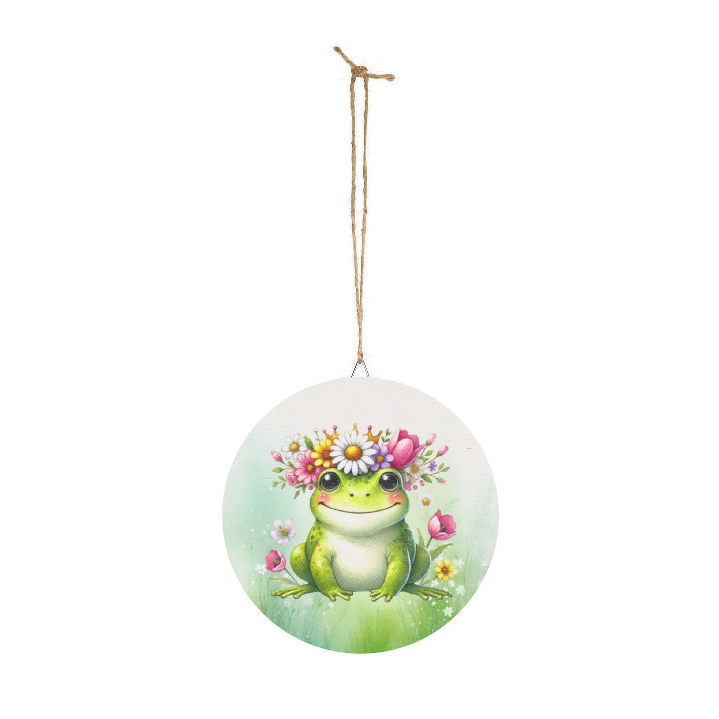 Rustic Charm Whimsical Frog Floral Print Wood Sign - Rustic Charm Decor