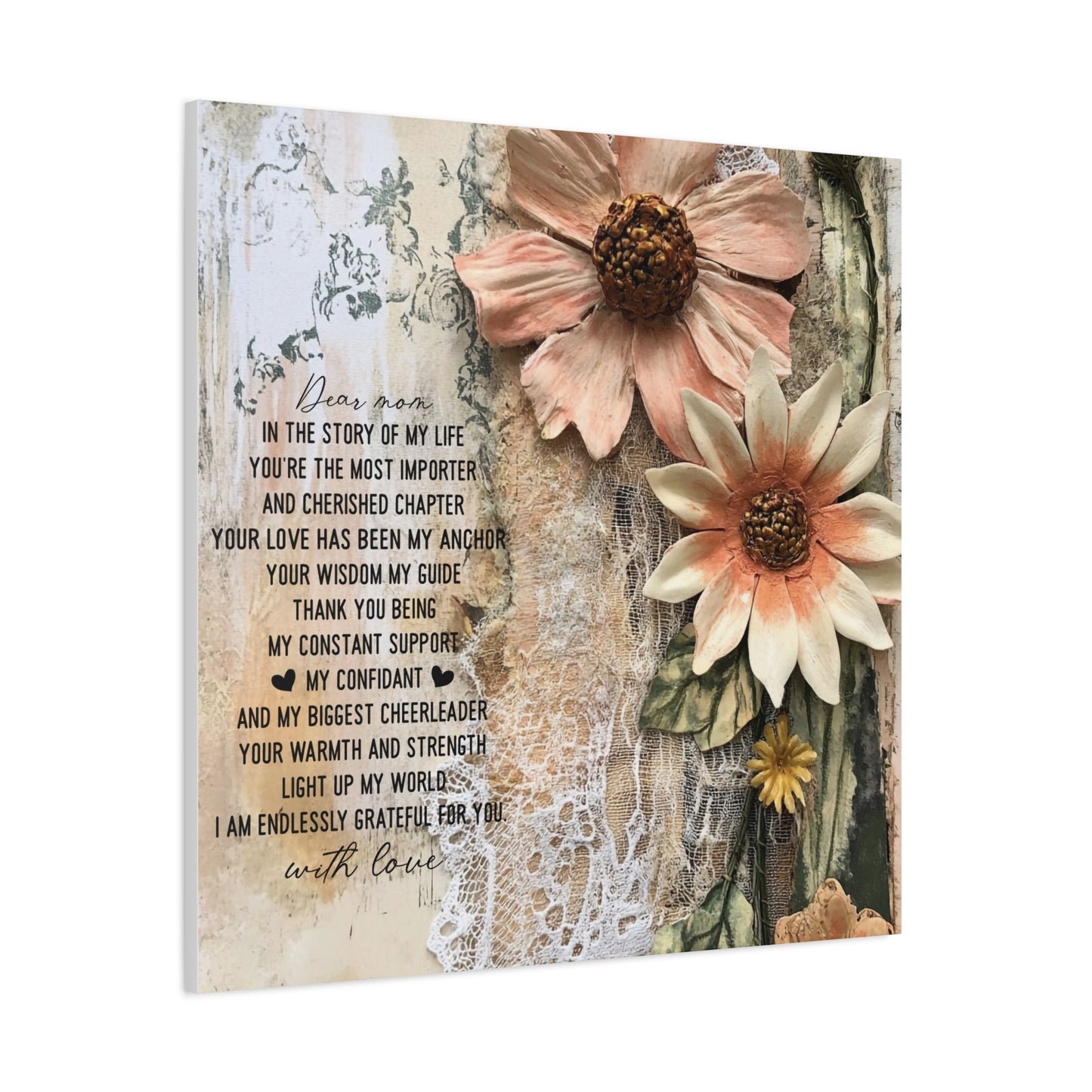 Floral Canvas Wall Art - Heartfelt Mom Appreciation Decor