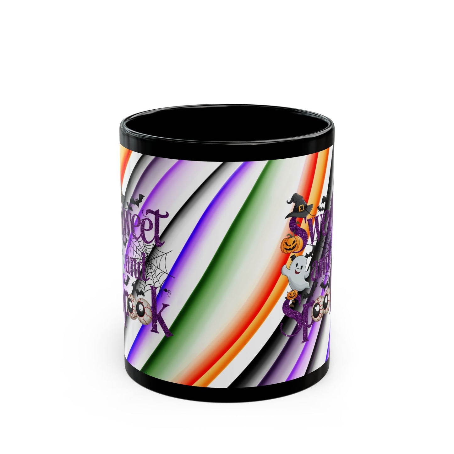 Halloween Theme Black Mug (11oz, 15oz), Cute Halloween Expression, Halloween Lovers, Coffee, Tea, Hot Chocolate Lovers, Great Gift Idea for Anyone