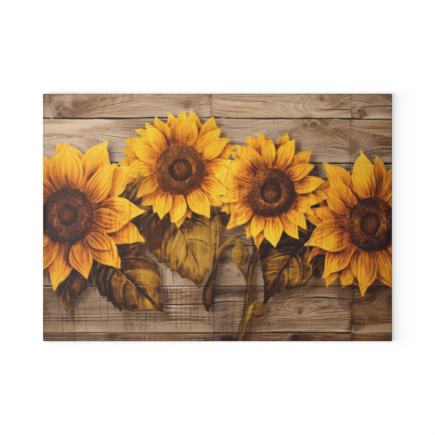 Sunflower Glass Cutting Board - Rustic Charm Kitchen Decor