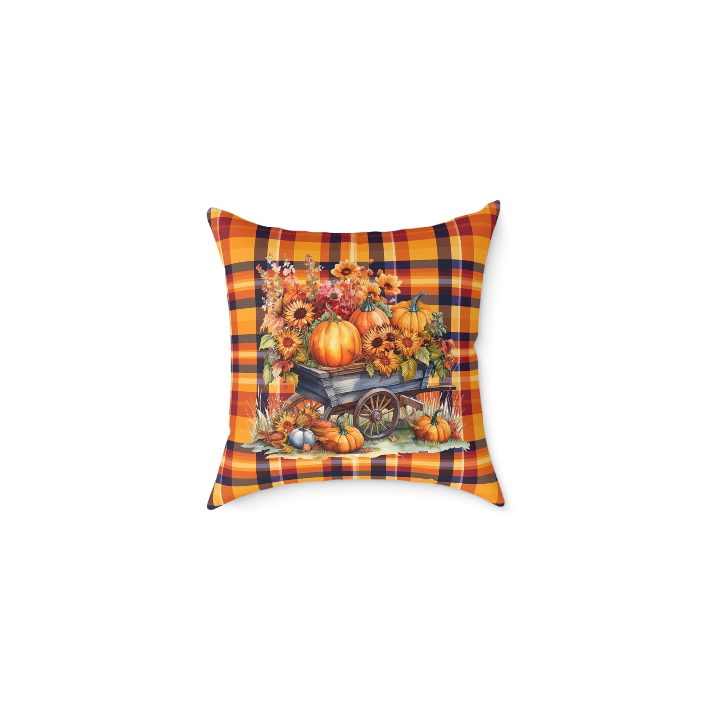 Fall Theme Square Poly Canvas Pillow, Beautiful Two-Sided Fall Theme and Fall Quote Decor for Home or Office, Stylish Accent for Any Room