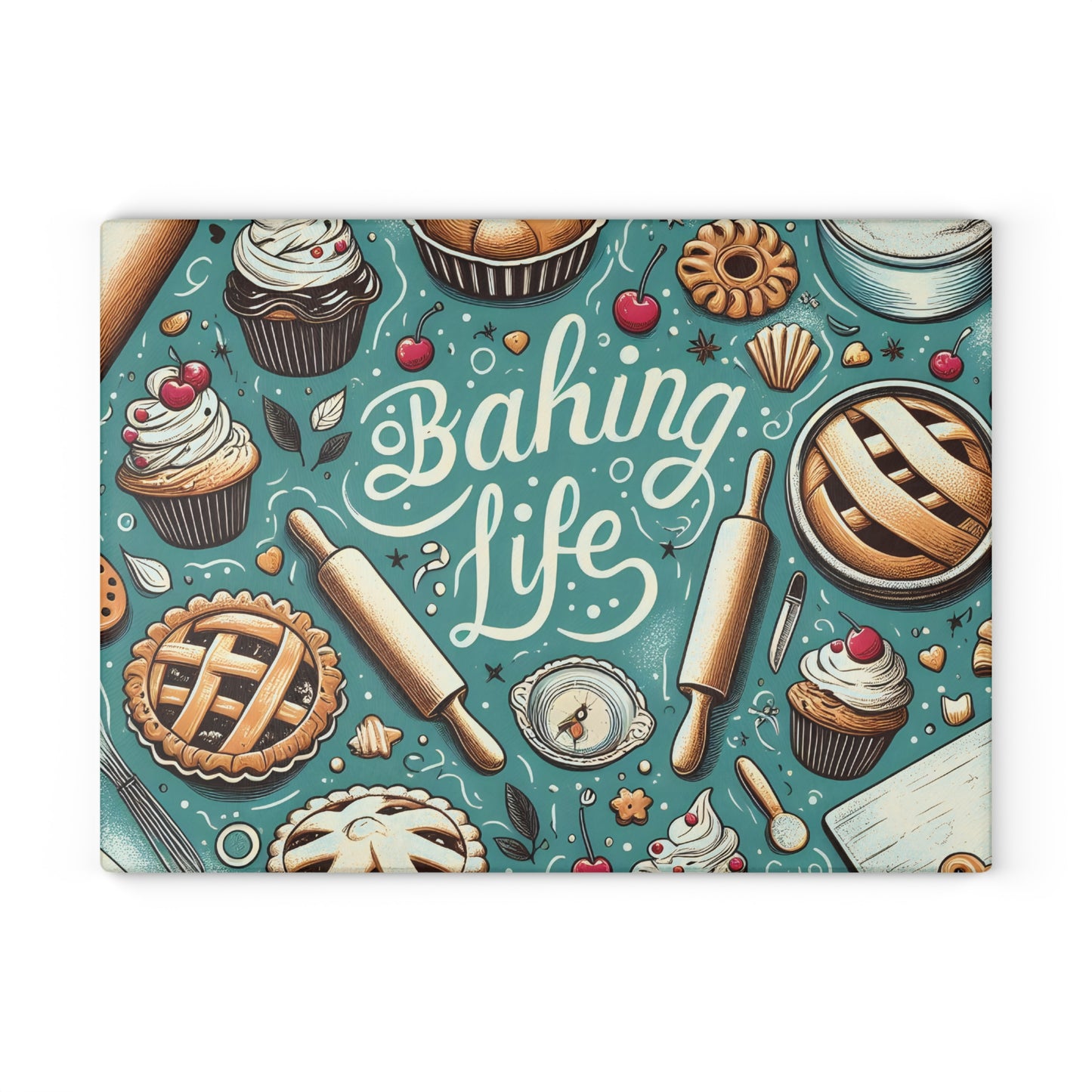 Baking Life Glass Cutting Board