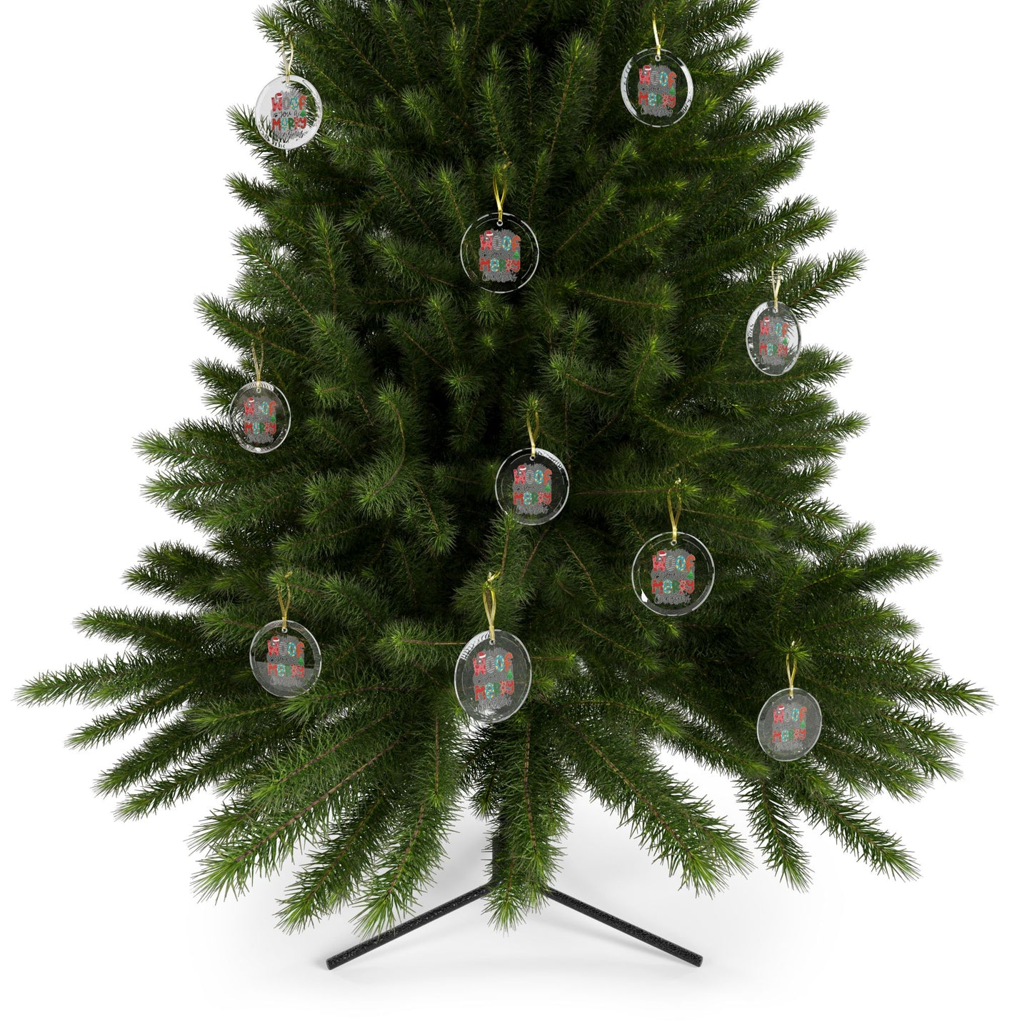 Pet Theme Holiday Glass Ornaments - We Woof You A Merry Christmas Animal Lovers Gift