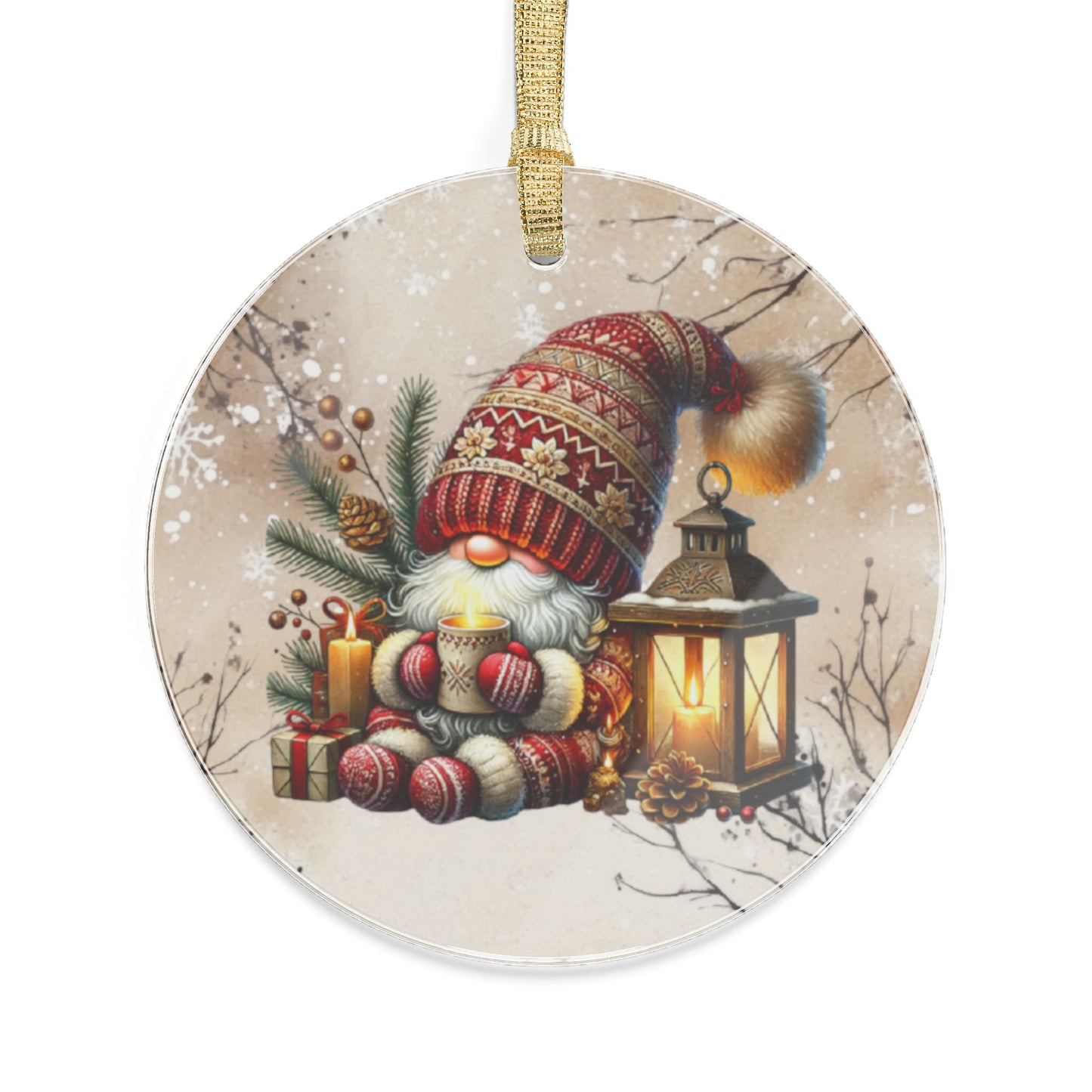 Christmas Acrylic Ornaments with Santa Gnome Design Holiday Decor