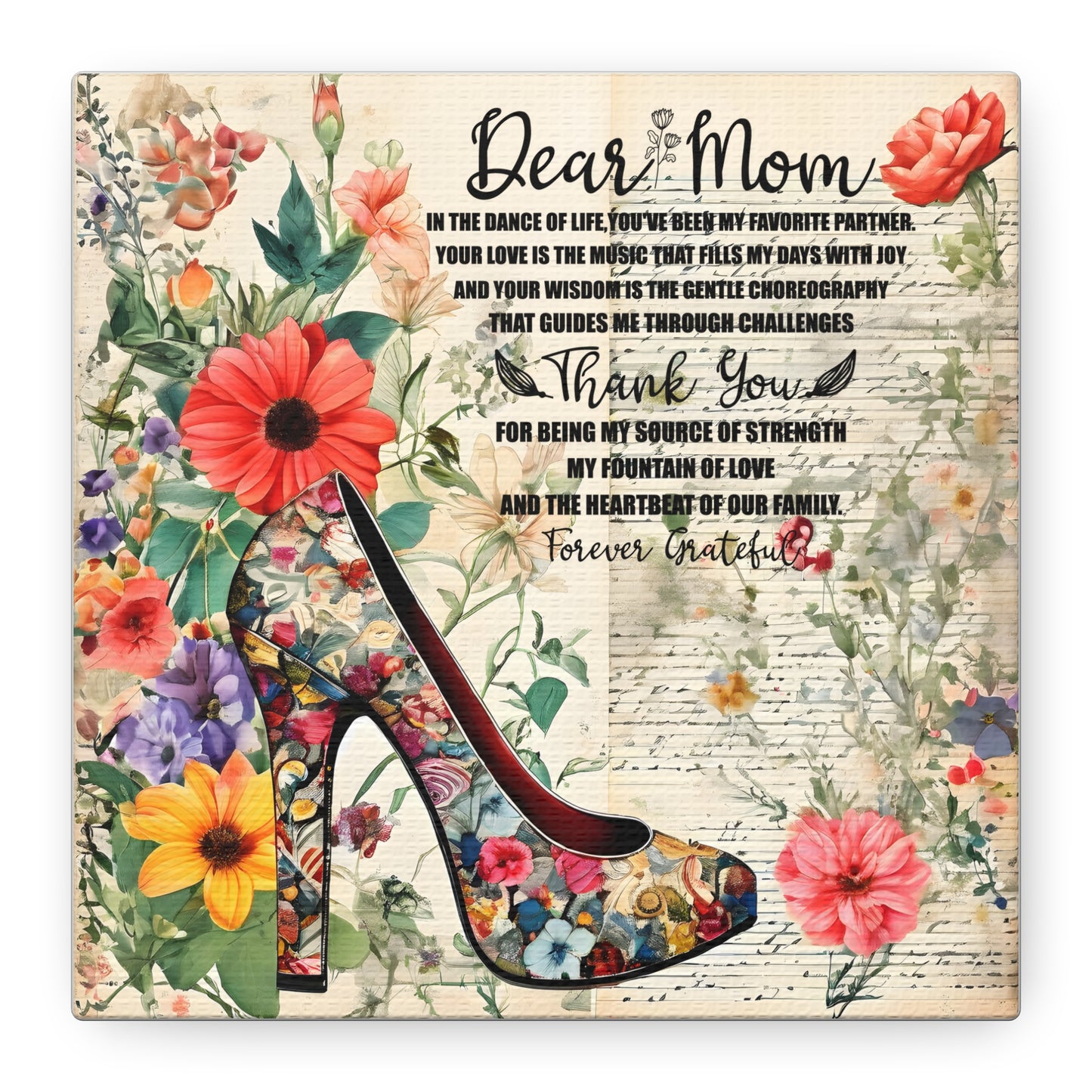 Inspirational Floral Canvas Wall Art for Mom - Perfect Gift for Mother's Day