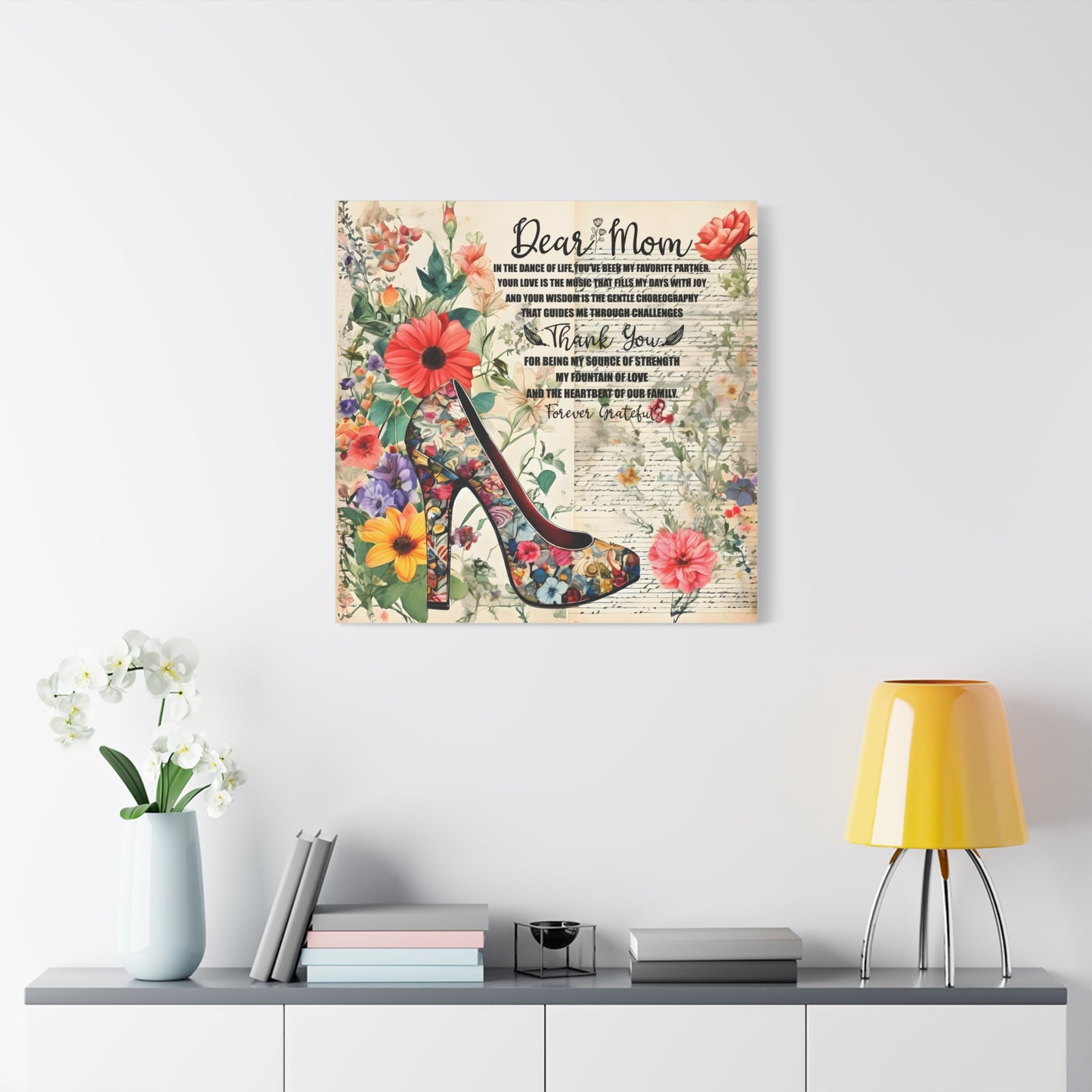 Inspirational Floral Canvas Wall Art for Mom - Perfect Gift for Mother's Day