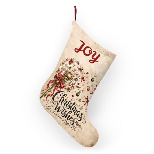 Personalizable Christmas Stocking – Dandelion Christmas Wishes Holiday Mantel Decor