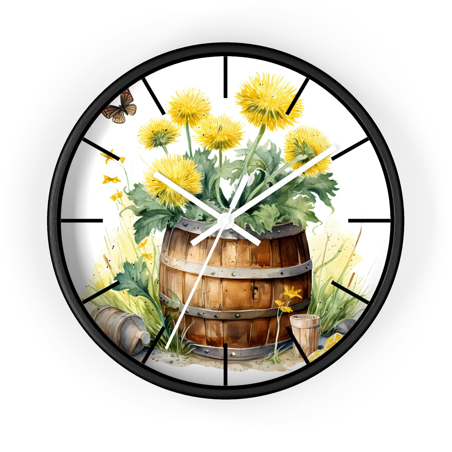 Sunflower Barrel Wall Clock - Farmhouse Country Decor Gift
