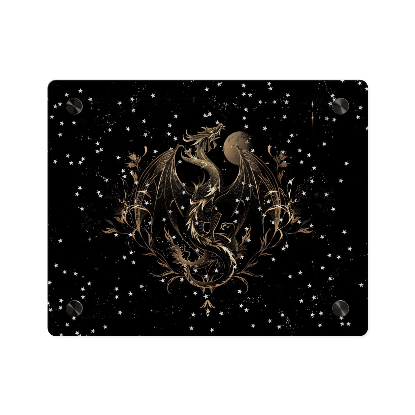 Sleek Dragon Acrylic Wall Art Panel - Celestial Decor for Fantasy Lovers
