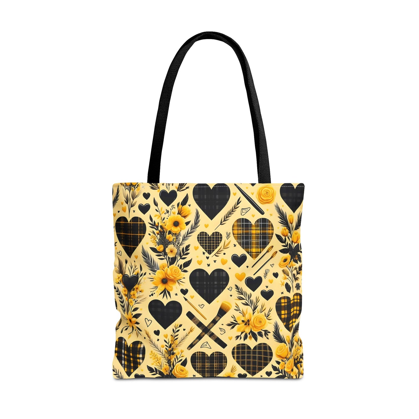 Plaid Floral With Hearts Love Tote Bag(AOP)
