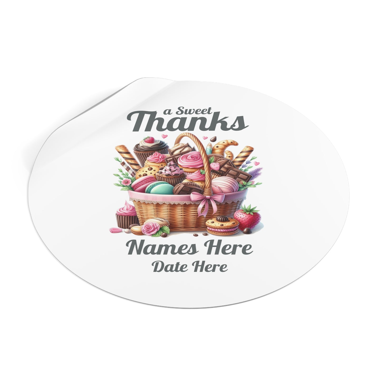 Sample Personalized Sweet Thanks Stickers for Events, Wedding Favors, Party Decor, Custom Labels, Gift Wrap