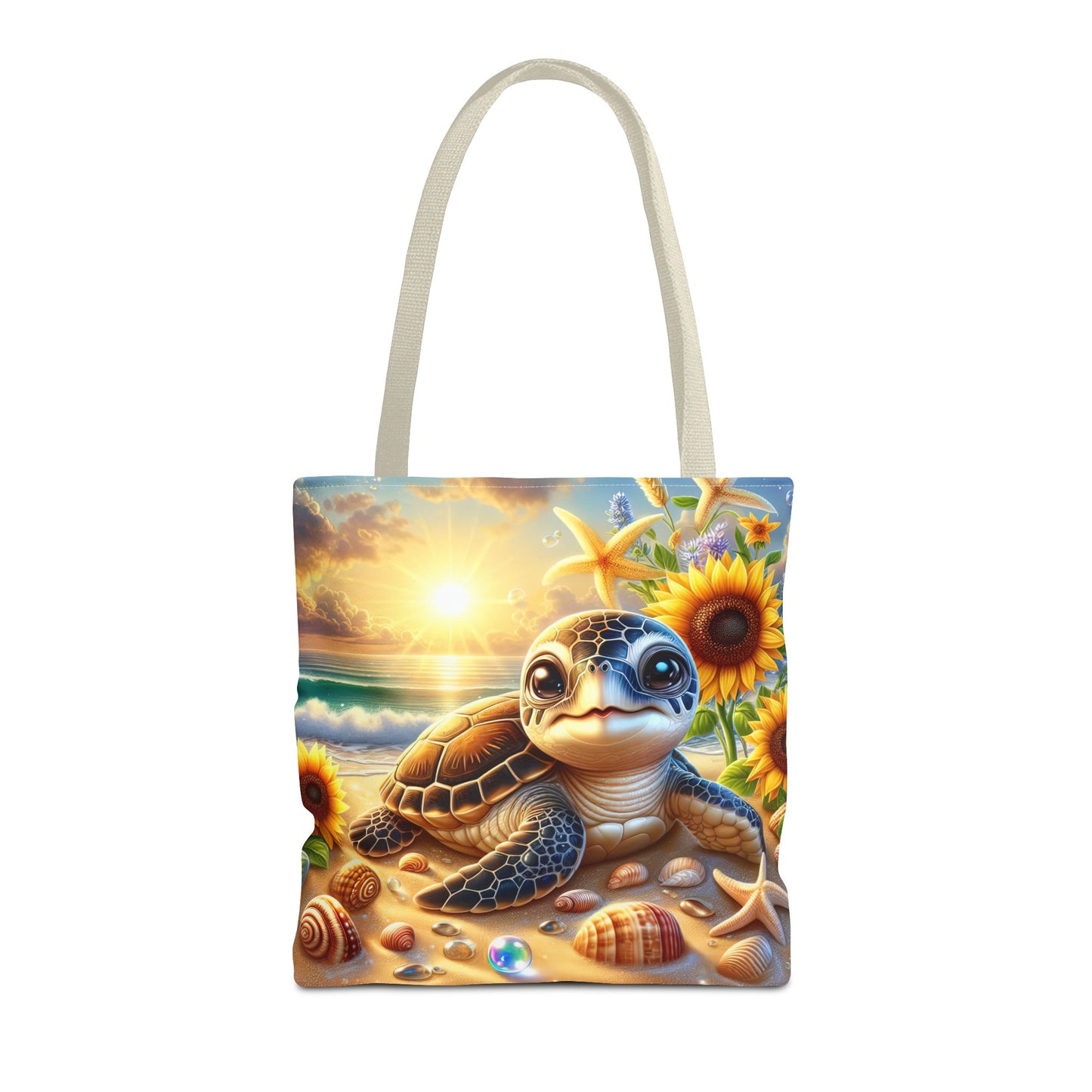 Beachy Turtle Tote Bag | Sea Life AOP Bag | Summer Accessories | Eco-Friendly Vacation Tote | Gift for Ocean Lovers