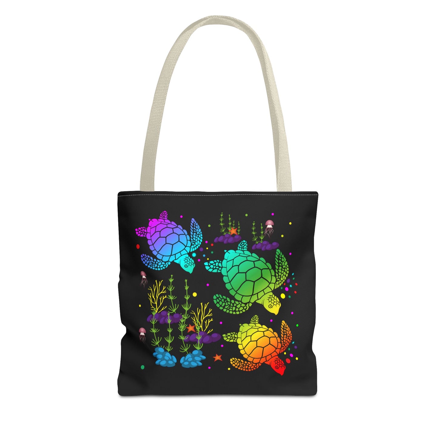 Rainbow Turtle Tote Bag - Eco-Friendly Reusable Shopper, Beach Bag, Gift for Ocean Lovers, Summer Fun, Art Tote