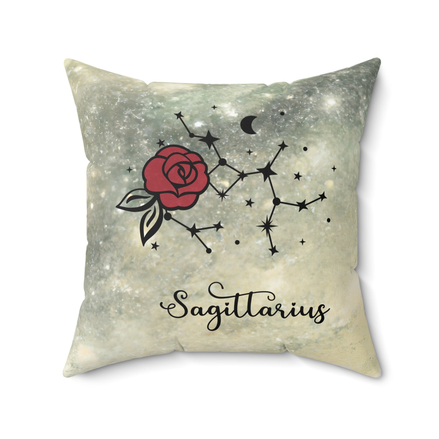 Sagittarius Zodiac Rose Pillow, Decorative Astrology Cushion, Astrology Gift, Celestial Home Decor, Star Sign Pillow