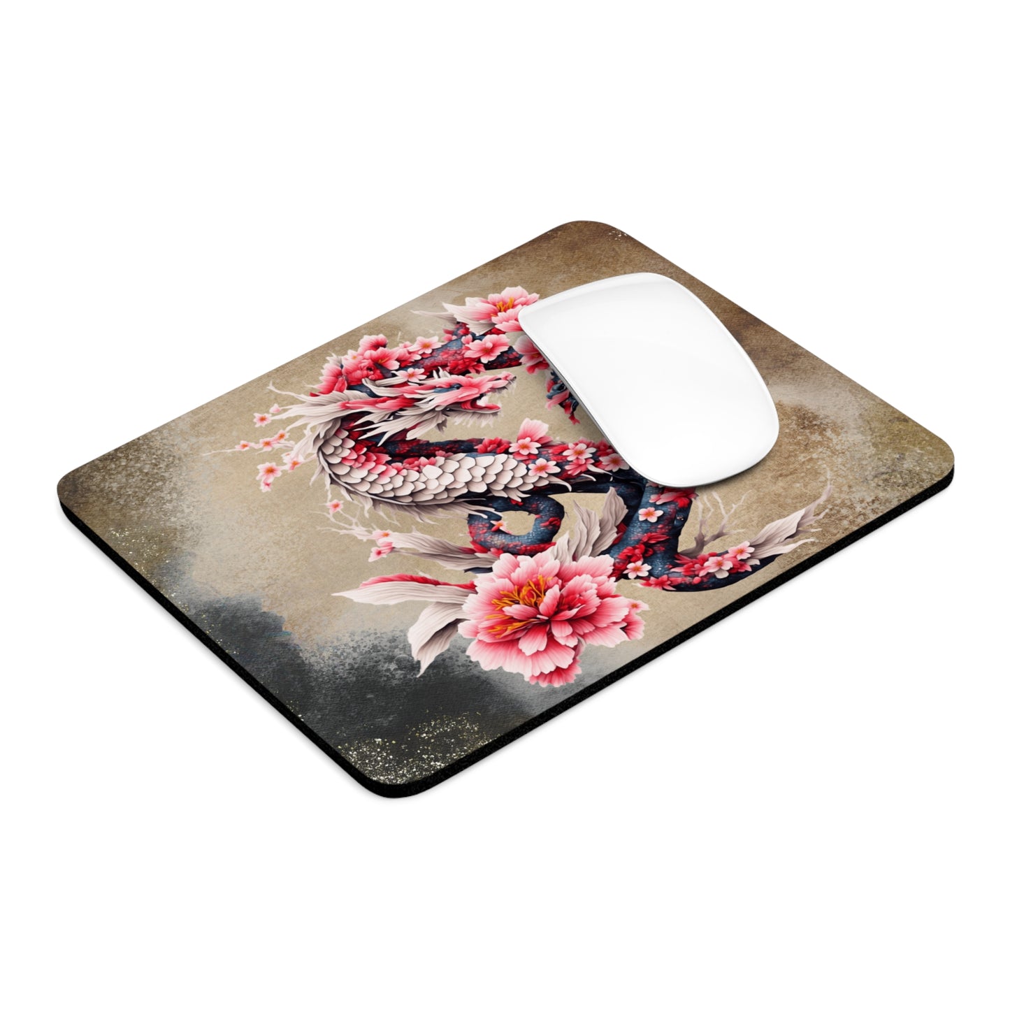 Dragon Floral Art Desk Mouse Pad - Unique Desk Accessory for Home Office