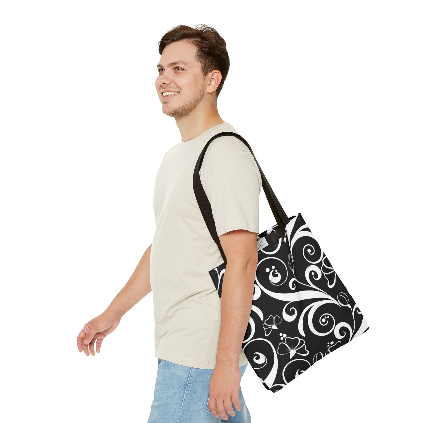 Fashionable Black and White Pattern Tote Bag (AOP), Stylish, Great Gift Idea for Birthdays, Holidays, Any Occasion for Anyone