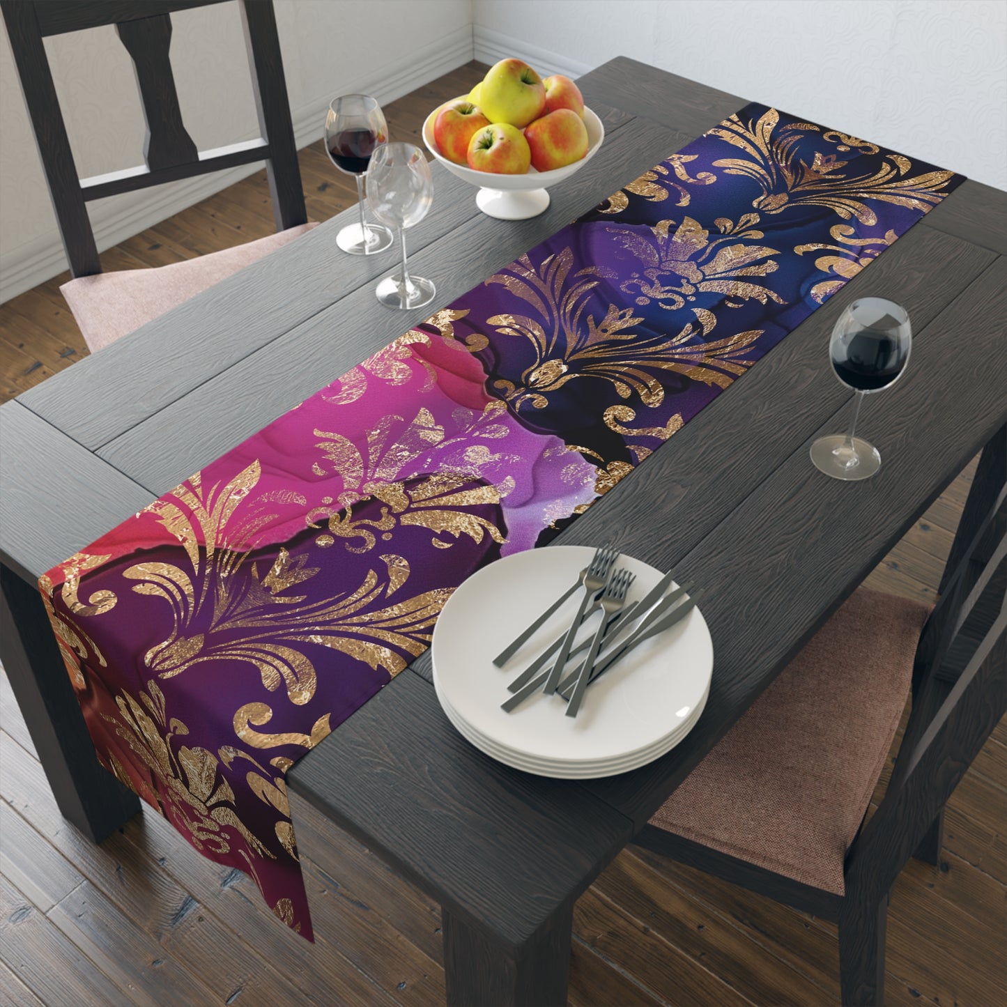 Elegant Damask Table Runner for Special Occasions, Dining Decor, Holiday Table Settings, Thanksgiving, Wedding, Party Decor