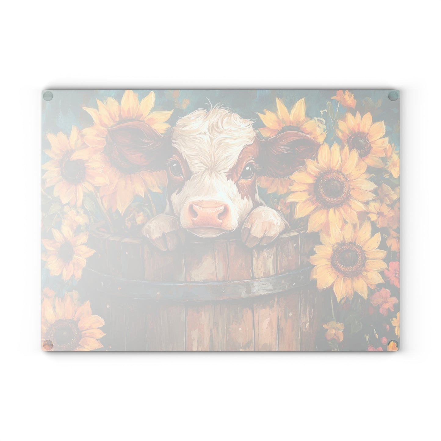 Sunflower Cow Glass Cutting Board