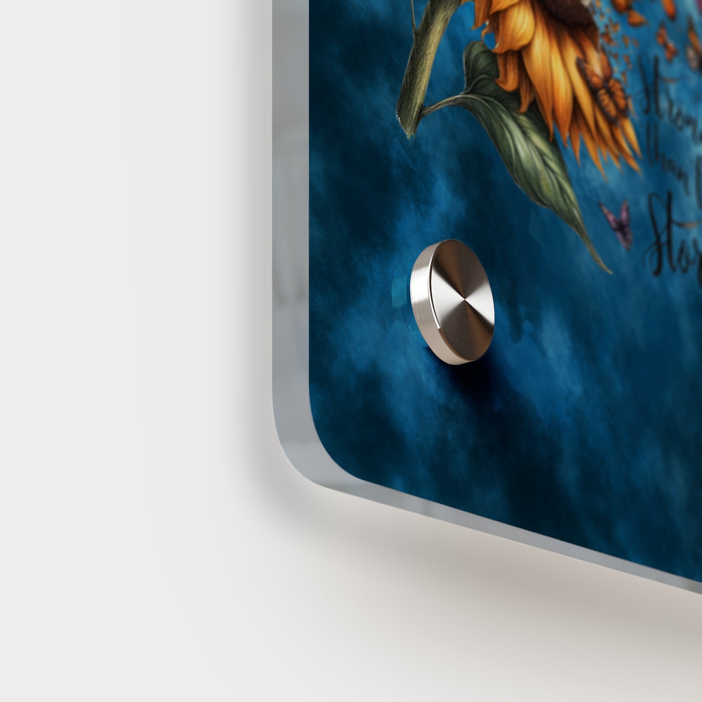 Inspirational Sunflower Acrylic Wall Art Panel - "Stronger Than The Storm"