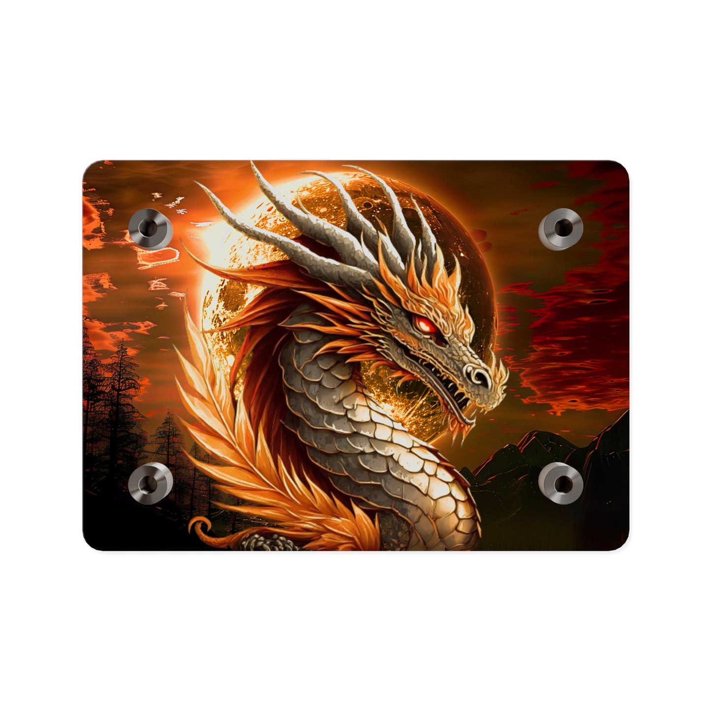 Gothic Theme Acrylic Wall Art Panels, Beautiful Dragon with Moon Background Decor, Accent for Any Room, Dragon Lovers, for Anyone